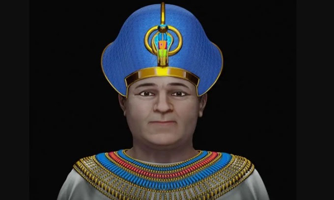 Pharaoh Amenhotep III trong hình ảnh phục dựng. (Ảnh: Sun).