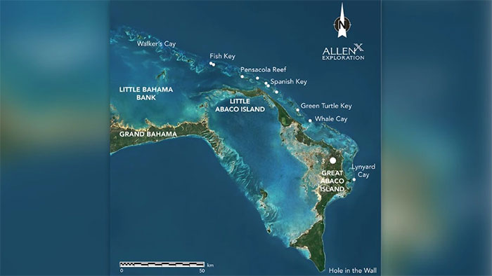 Dự án Tàu mất tích ở Bahamas đã xác định được địa điểm của 14 con tàu nô lệ bị đắm giữa các hòn đảo phía bắc Bahamas. (Ảnh: Allen Exploration).