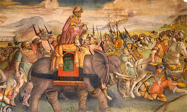 Bức tranh vẽ Hannibal và quân đội của ông tại Bảo tàng Capitoline, Rome. (Ảnh: Alamy).