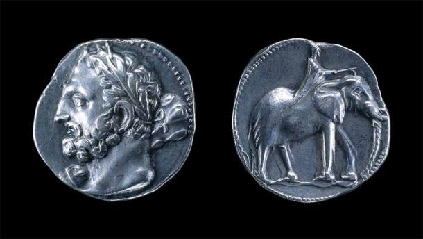 Đồng xu bạc hai shekel của Carthage, mô tả Hannibal cưỡi một con voi chiến. (Ảnh: The British Museum).
