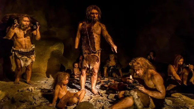 Bản dựng lại của một nhóm người Neanderthals trong một hang động (Ảnh: Bjanka Kadic qua Alamy Stock Photo).