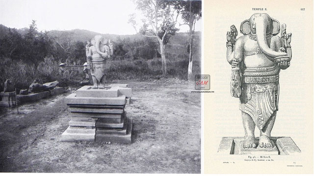 Năm 1903, Viện Viễn Đông Bác Cổ Pháp (EFEO) đã tìm thấy một bức tượng thần Ganesha tại thánh địa Mỹ Sơn. (Ảnh: Bảo tàng Điêu khắc Chăm Đà Nẵng)