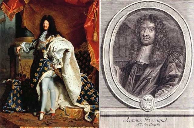  Vua Louis XIV (trái) và Antoine Rossignol.